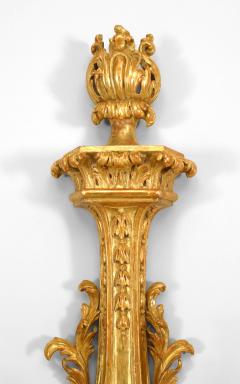 Pair of English Georgian Style Giltwood Floral Kettle Wall Sconces - 1398316