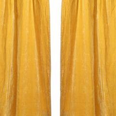 Pair of English Georgian Style Gold Velvet Fringe Lace Drapes - 4407624