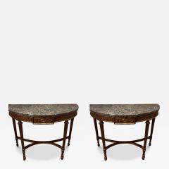 Pair of English Georgian Style Medallion Console Tables - 4649645