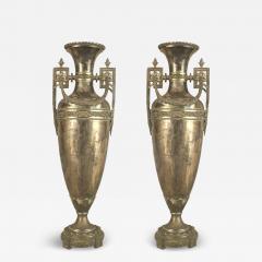 Pair of English Georgian Style Silver Plated Vases - 4263260