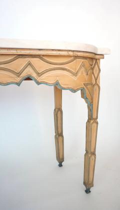 Pair of English Gothic Polychrome Painted Consoles with Marble Tops - 1927269