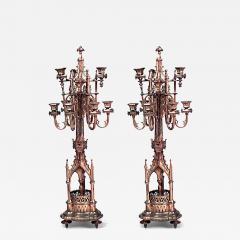 Pair of English Gothic Revival Gilt Bronze Candelabras - 4263137