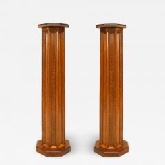 Pair of English Gothic Revival Oak Pedestals - 1439482