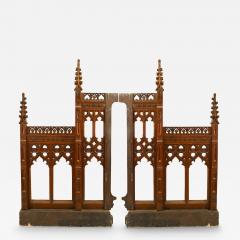 Pair of English Gothic Revival Oak Railings - 4643946