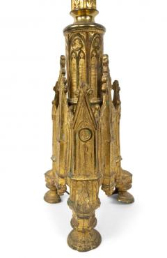 Pair of English Gothic Revival Style Bronze Altar Candlesticks - 4199963