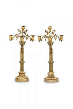 Pair of English Gothic Revival Style Bronze Dore Candelabras - 4651842
