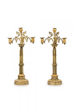 Pair of English Gothic Revival Style Bronze Dore Candelabras - 4651845
