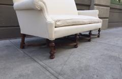 Pair of English High Back Antique Walnut Sofas in Linen - 431620