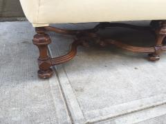 Pair of English High Back Antique Walnut Sofas in Linen - 431622