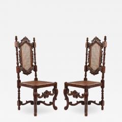 Pair of English Jacobean Walnut Side Chairs - 1420514