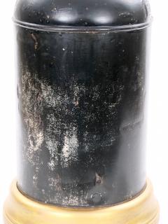 Pair of English Late 19th Century Black Painted Tole Canister Table Lamps - 4796591