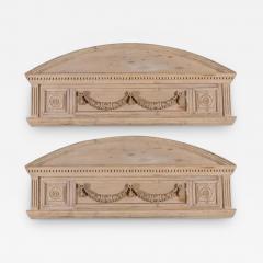 Pair of English Neoclassical Style 1850s Carved Pine Overdoors with Swag Motifs - 3430430