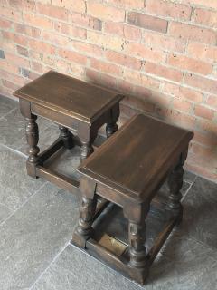 Pair of English Oak Elizabethan Style Stools or End Tables - 2629314