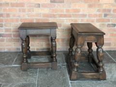 Pair of English Oak Elizabethan Style Stools or End Tables - 2629315