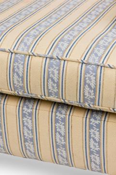 Pair of English Queen Anne Blue and Off White striped WIng Back Chairs - 4650218