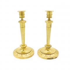 Pair of English Recency Bronze Dore Candlesticks - 4201262