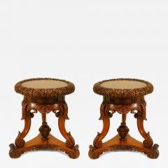 Pair of English Regency Anglo Indian Rosewood Taborets - 4649636