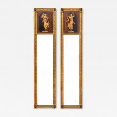 Pair of English Regency Antique Classical Painted Panel Pier Mirrors ca 1810 - 4504321