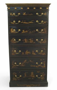 Pair of English Regency Black Lacquered Chests - 2797830