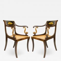 Pair of English Regency Chinoiserie Arm Chairs - 1407630