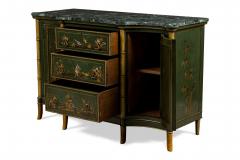 Pair of English Regency Chinoiserie Faux Bamboo and Green Marble Commodes - 4628765