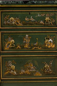 Pair of English Regency Chinoiserie Faux Bamboo and Green Marble Commodes - 4628769