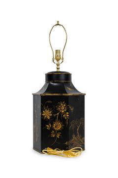 Pair of English Regency Chinoiserie Style Black And Gold Hexagonal Table Lamps - 4657561