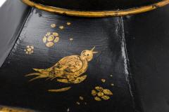 Pair of English Regency Chinoiserie Style Black And Gold Hexagonal Table Lamps - 4657565
