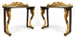 Pair of English Regency Ebonized and Gilt Console Table - 2799281