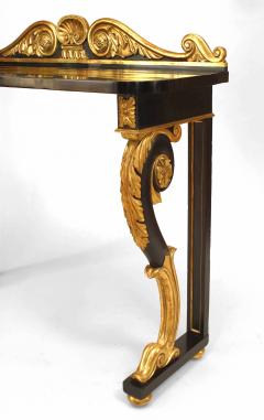 Pair of English Regency Ebonized and Gilt Console Table - 2799284