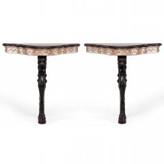 Pair of English Regency Lion Leg Console Tables - 4642329
