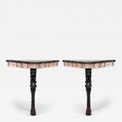 Pair of English Regency Lion Leg Console Tables - 4642330