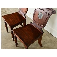 Pair of English Regency Mahogany Hall Chairs - 3862119