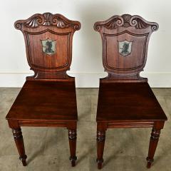 Pair of English Regency Mahogany Hall Chairs - 3862136