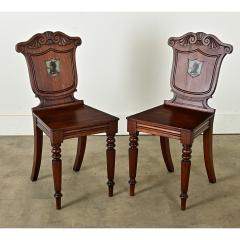 Pair of English Regency Mahogany Hall Chairs - 3862152