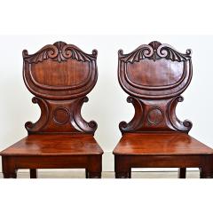 Pair of English Regency Mahogany Hall Chairs - 4759074