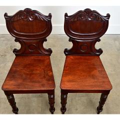 Pair of English Regency Mahogany Hall Chairs - 4759075
