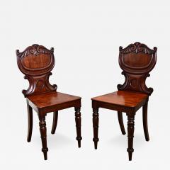 Pair of English Regency Mahogany Hall Chairs - 4766649