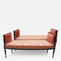 Pair of English Regency Neoclassical Ebonized and Parcel Gilt Backless Settees - 3561069