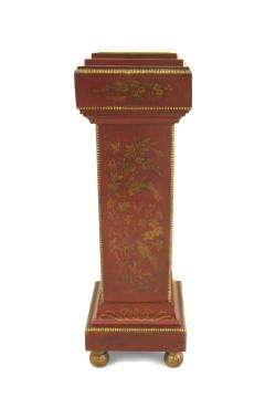 Pair of English Regency Red Lacquered Pedestals - 1437044