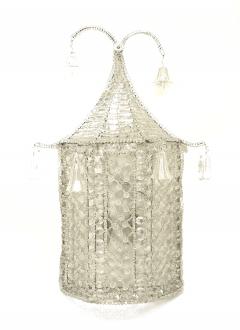 Pair of English Regency Style Beaded Crystal Pagoda Wall Sconces - 1380353
