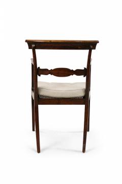 Pair of English Regency Style Brass Inlaid Oak and Cane Armchair - 1569602