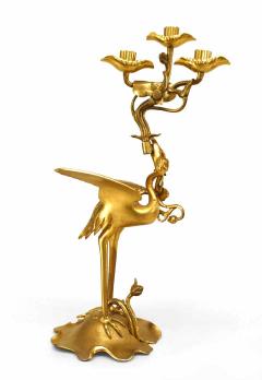 Pair of English Regency Style Bronze Dore Heron Candelabras - 4200117