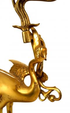 Pair of English Regency Style Bronze Dore Heron Candelabras - 4200120