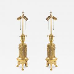 Pair of English Regency Style Bronze Dore Table Lamps - 1394869