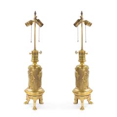 Pair of English Regency Style Bronze Dore Table Lamps - 4646464