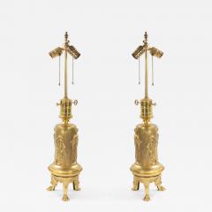 Pair of English Regency Style Bronze Dore Table Lamps - 4646476