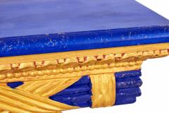Pair of English Regency Style Gilt Eagle Base and Faux Blue Stone Console Tables - 2799237