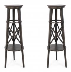 Pair of English Regency Style Tall Circular X Support Pedestals - 4700432