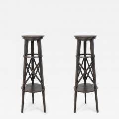 Pair of English Regency Style Tall Circular X Support Pedestals - 4700657